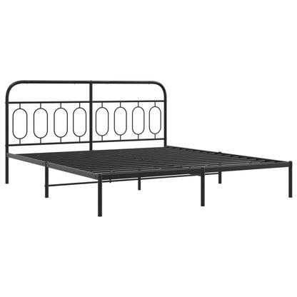 Black Metal Bed Frame with Footboard - Sturdy 183x213cm Design