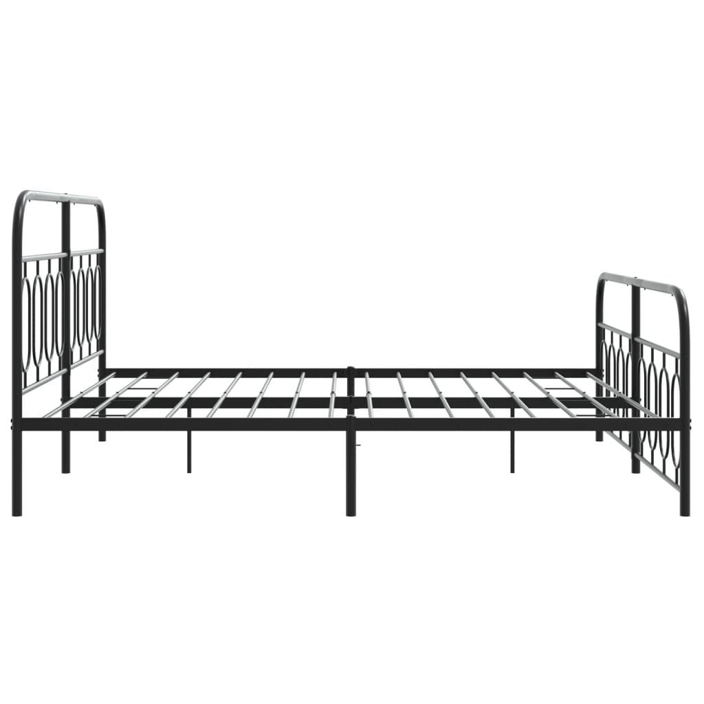 Black Metal Bed Frame with Footboard - Sturdy 183x213cm Design