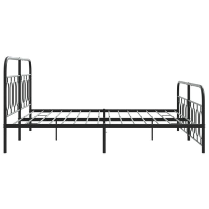 Black Metal Bed Frame with Footboard - Sturdy 183x213cm Design
