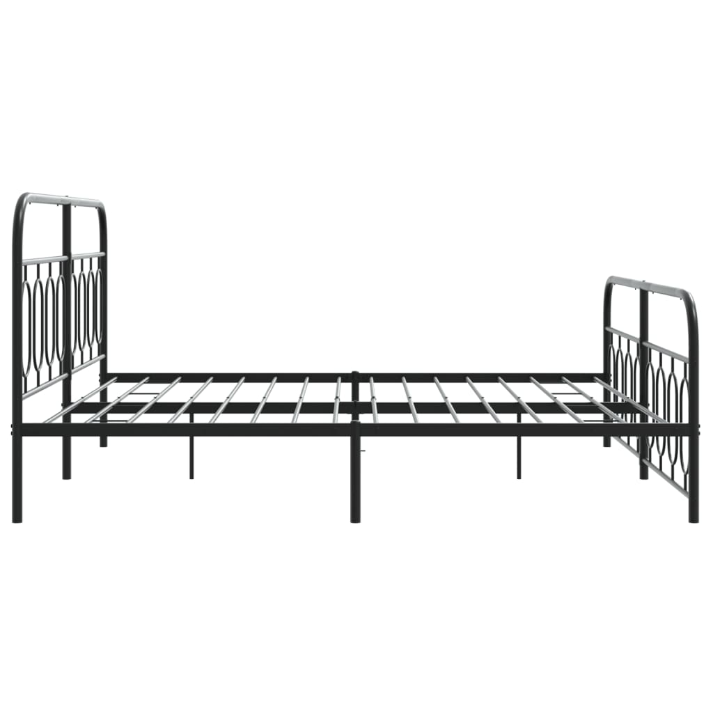Sturdy Black Metal Bed Frame with Footboard 193x203cm