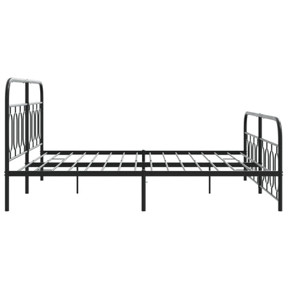 Sturdy Black Metal Bed Frame with Footboard 193x203cm