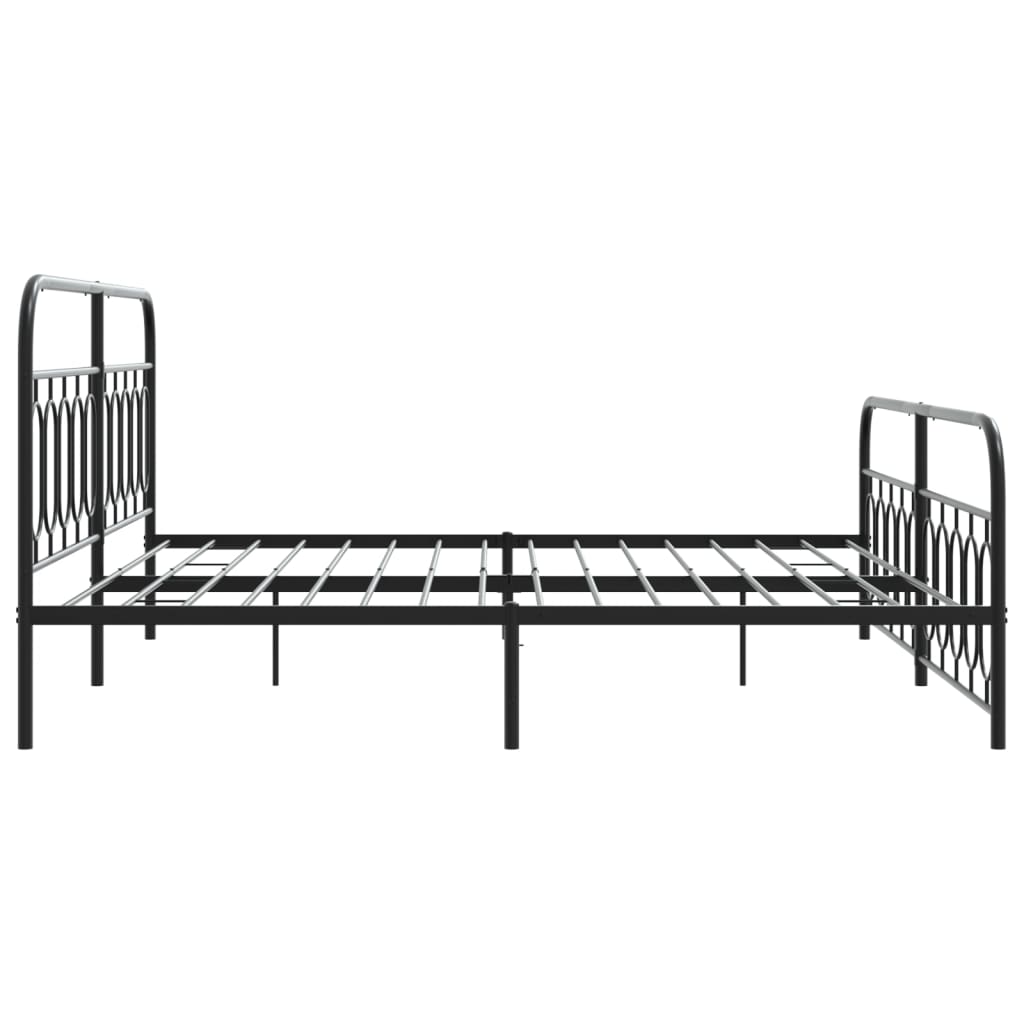 Black Metal Bed Frame with Footboard - 200x200cm (Mattress Not Included)