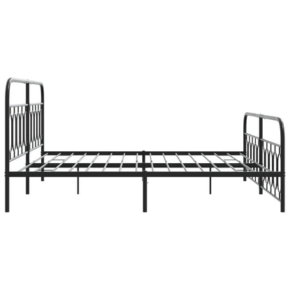 Black Metal Bed Frame with Footboard - 200x200cm (Mattress Not Included)