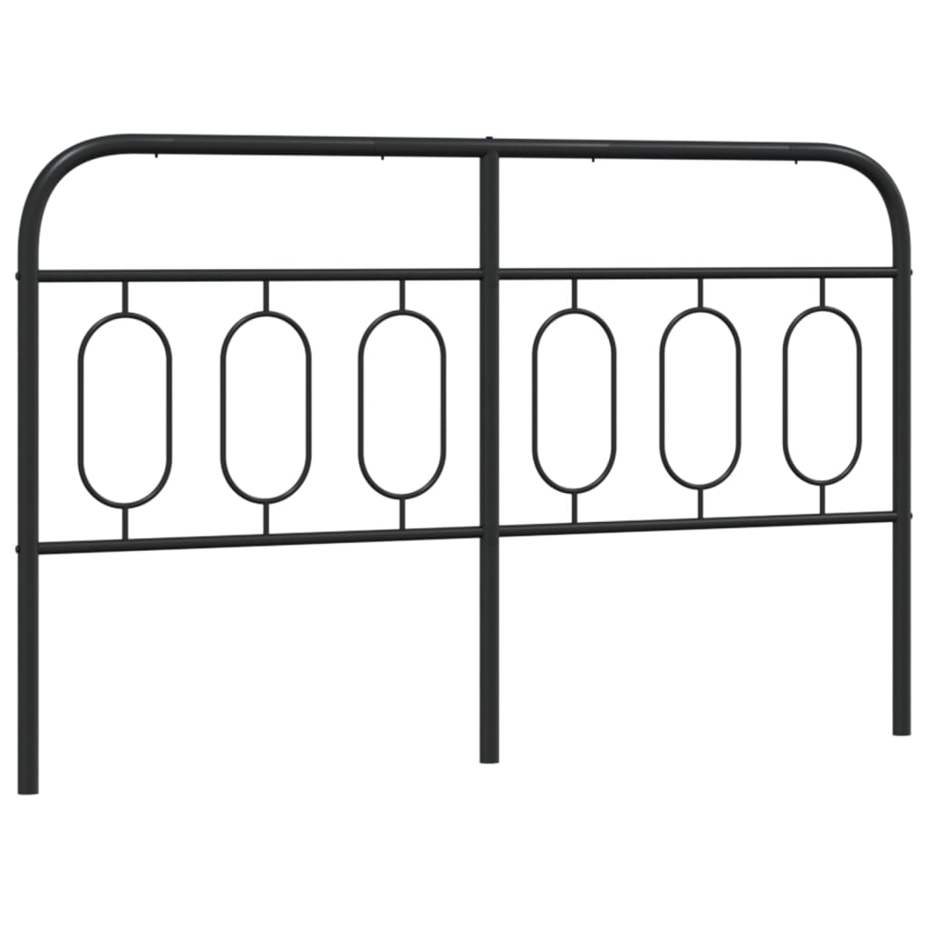 Sleek Black Metal Headboard for Queen Bed - 140 cm