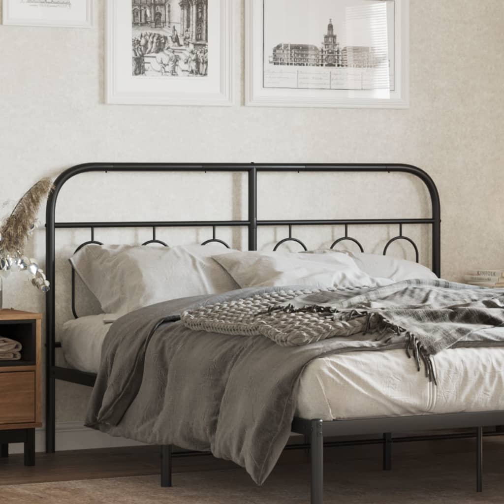 Sleek Black Metal Headboard - 150 cm Stylish Bedroom Essential