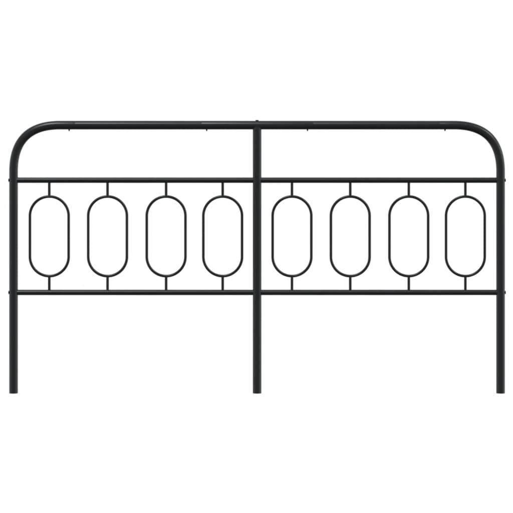 Sleek Black Metal Headboard – 160 cm Modern Bedroom Elegance