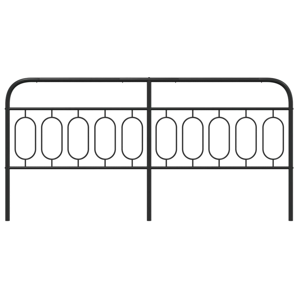 Sleek Black Metal Headboard - 200 cm Modern Bed Frame