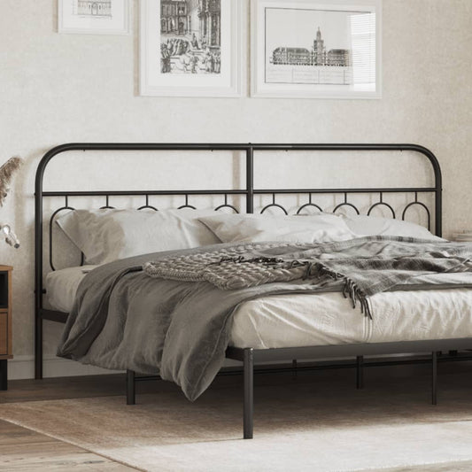 Sleek Black Metal Headboard - 200 cm Modern Bed Frame