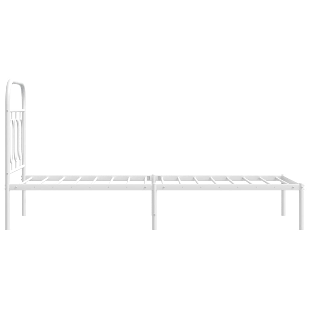 White Metal Bed Frame with Headboard - 75x190cm Without Mattress