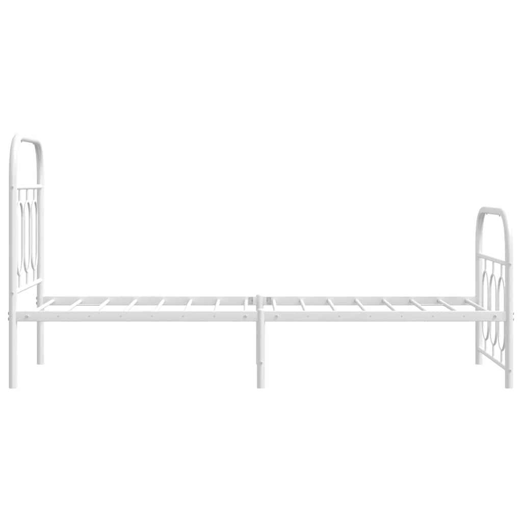 White Metal Bed Frame with Footboard, 75x190cm – No Mattress