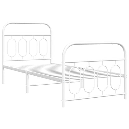 White Metal Bed Frame with Footboard, 80x200cm, Mattress Not Included