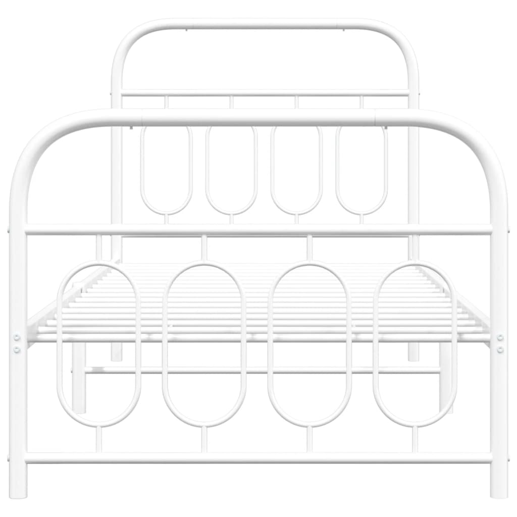 White Metal Bed Frame with Footboard, 80x200cm, Mattress Not Included
