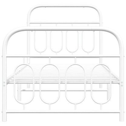 White Metal Bed Frame with Footboard, 80x200cm, Mattress Not Included