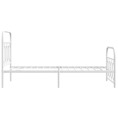 White Metal Bed Frame with Footboard, 80x200cm, Mattress Not Included
