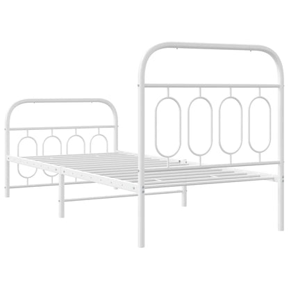 White Metal Bed Frame with Footboard, 80x200cm, Mattress Not Included