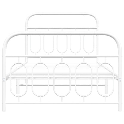 White Metal Bed Frame with Footboard, 100x190cm - No Mattress Included