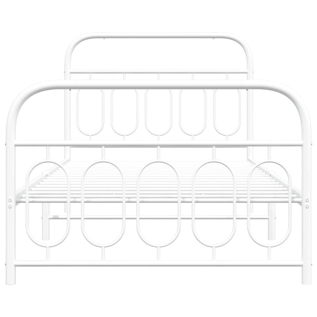 White Metal Bed Frame with Footboard, 107x203cm - No Mattress Included