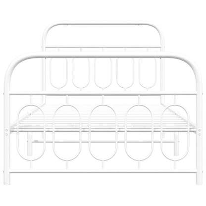 White Metal Bed Frame with Footboard, 107x203cm - No Mattress Included