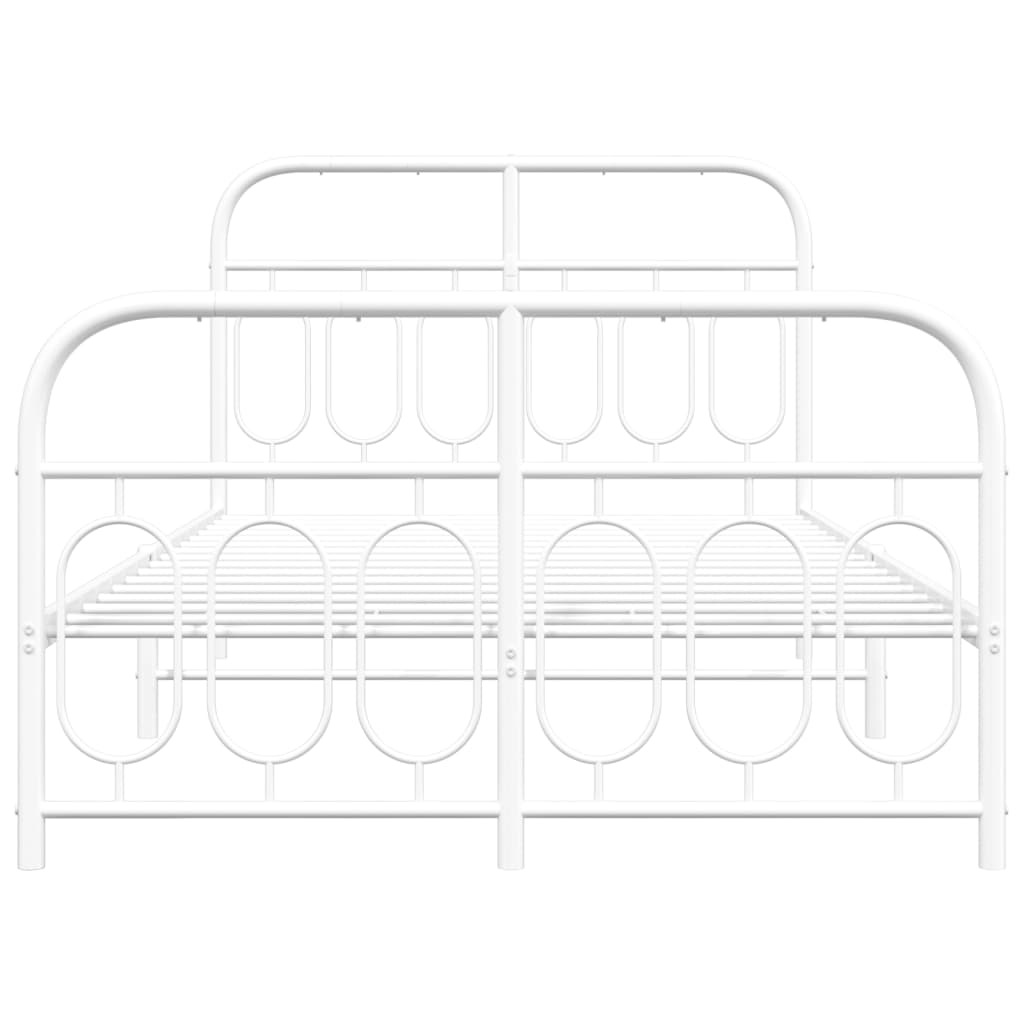 White Metal Bed Frame with Footboard - 120x190cm (No Mattress)