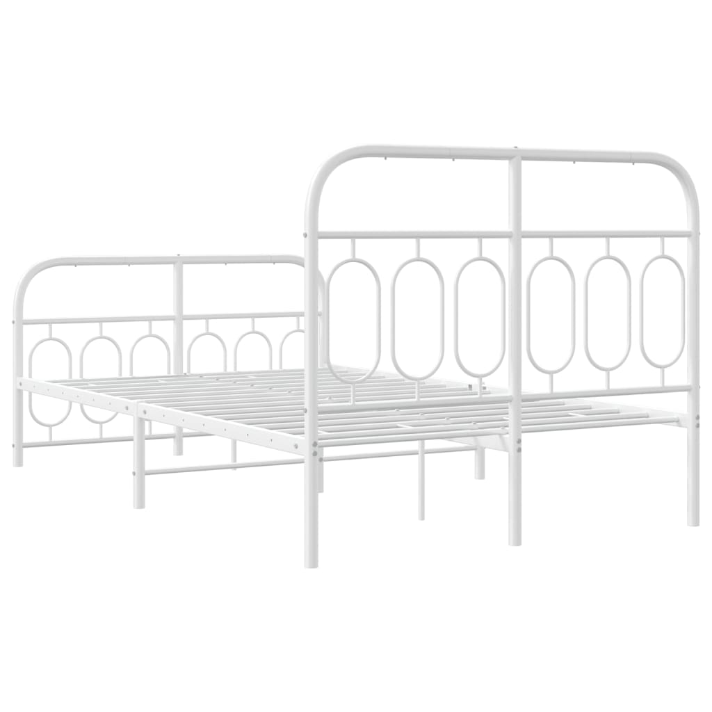 White Metal Bed Frame with Footboard - 120x190cm (No Mattress)