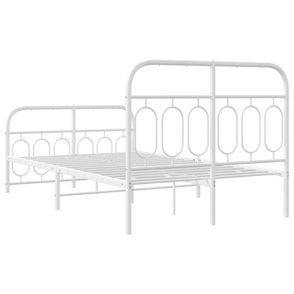 White Metal Bed Frame with Footboard - 120x190cm (No Mattress)