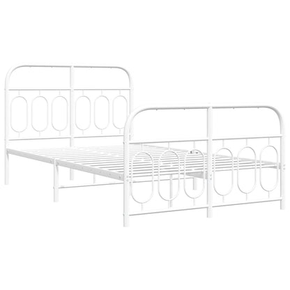 White Metal Bed Frame with Footboard 120x200cm - Sturdy & Stylish