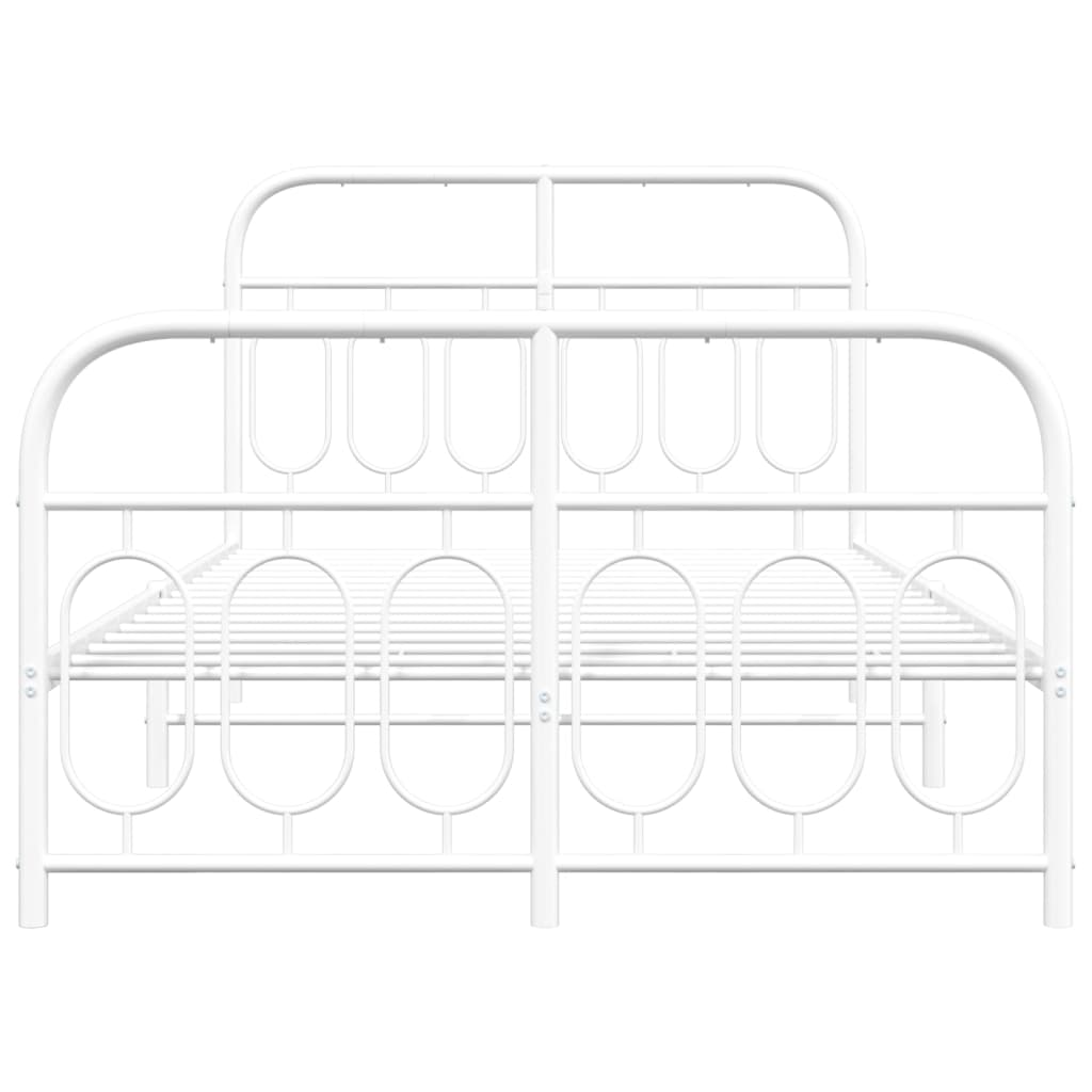 White Metal Bed Frame with Footboard 120x200cm - Sturdy & Stylish