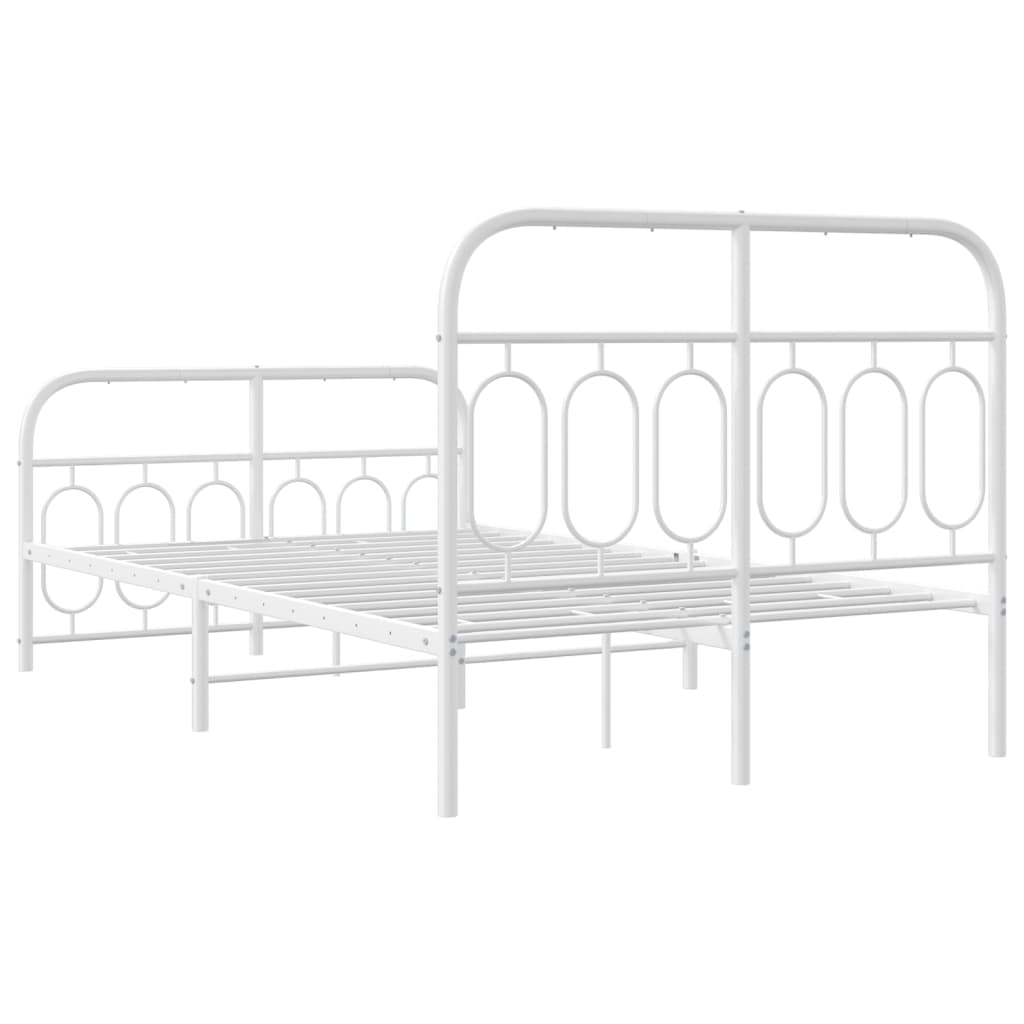 White Metal Bed Frame with Footboard 120x200cm - Sturdy & Stylish