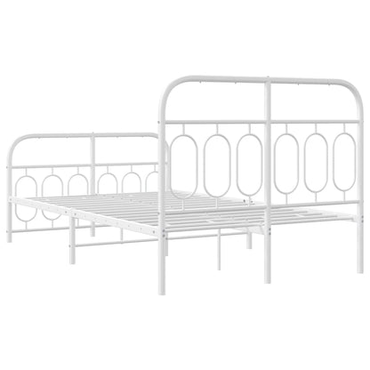 White Metal Bed Frame with Footboard 120x200cm - Sturdy & Stylish