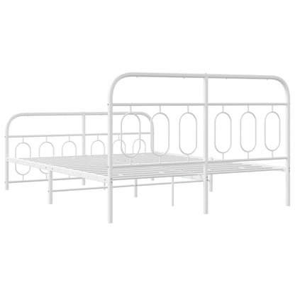 White Metal Bed Frame with Footboard, 135x190cm - Sturdy Design