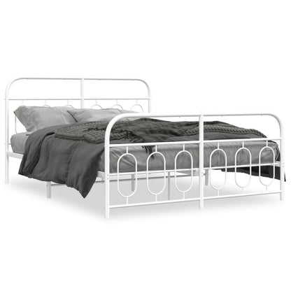 White Metal Bed Frame with Footboard - 140x190cm (No Mattress)