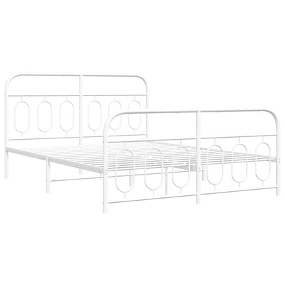 White Metal Bed Frame with Footboard - 140x190cm (No Mattress)