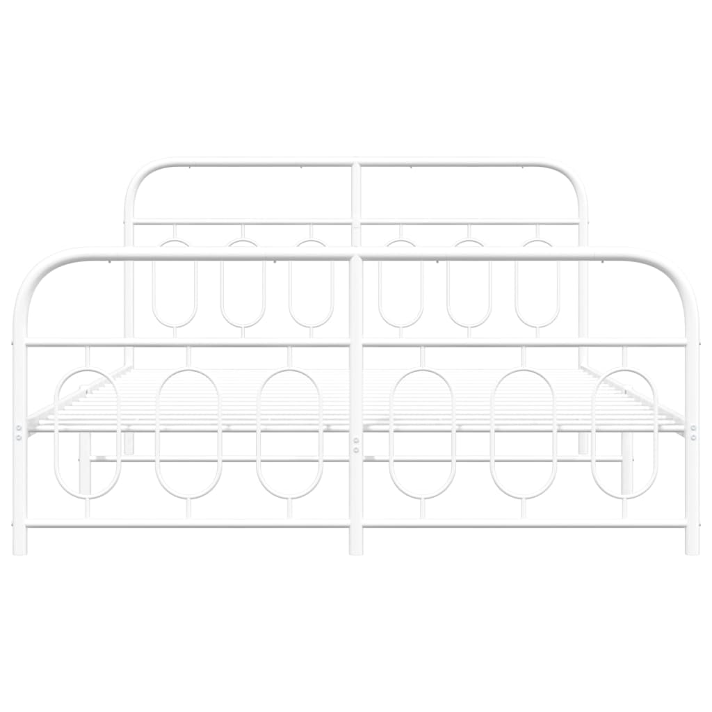 White Metal Bed Frame with Footboard - 140x190cm (No Mattress)