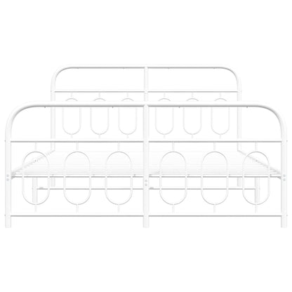 White Metal Bed Frame with Footboard - 140x190cm (No Mattress)