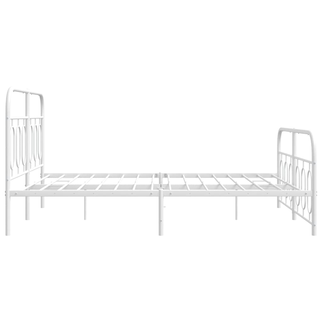 White Metal Bed Frame with Footboard - 140x190cm (No Mattress)