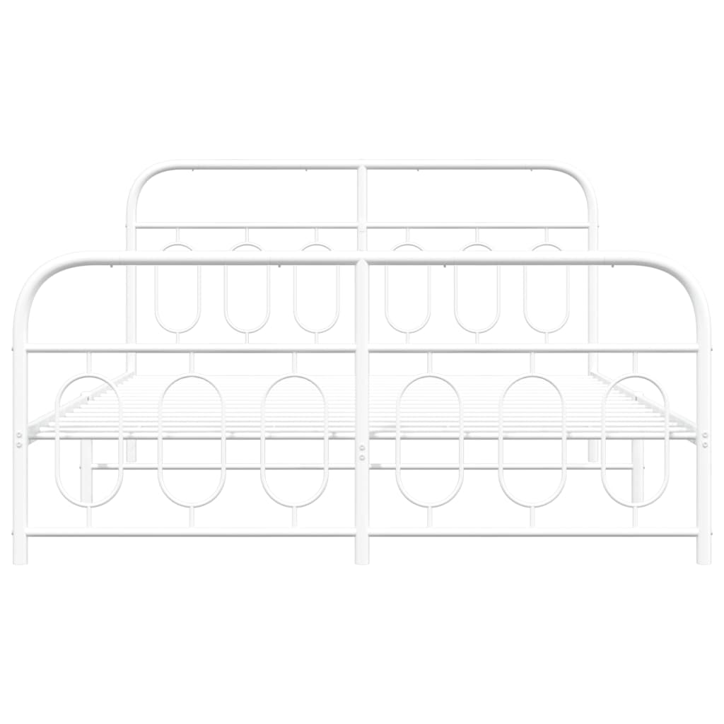 White Metal Bed Frame with Footboard 150x200cm - No Mattress
