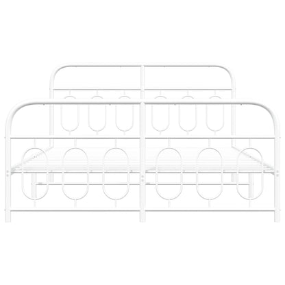 White Metal Bed Frame with Footboard 150x200cm - No Mattress