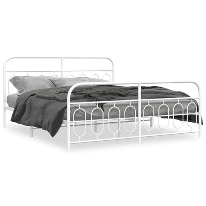 White Metal Bed Frame with Footboard 180x200cm - No Mattress