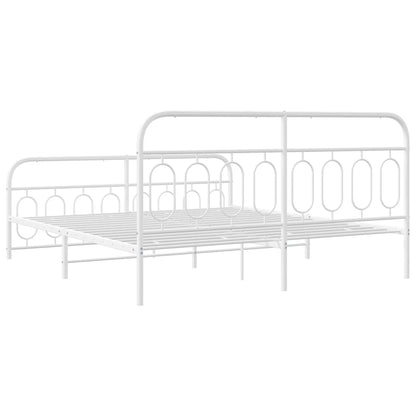White Metal Bed Frame with Footboard 180x200cm - No Mattress