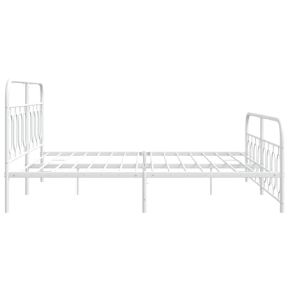 White Metal Bed Frame with Footboard, 193x203cm, No Mattress
