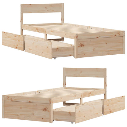 Solid Pine Wood Bed Frame 100x200 cm - No Mattress Included