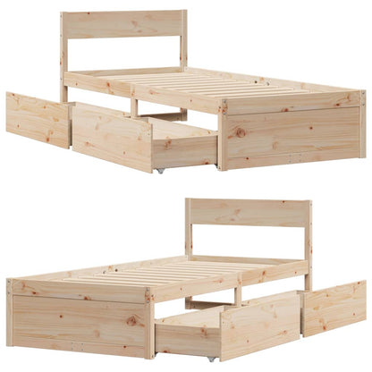 Solid Pine Wood Bed Frame 90x200 cm, Mattress Not Included