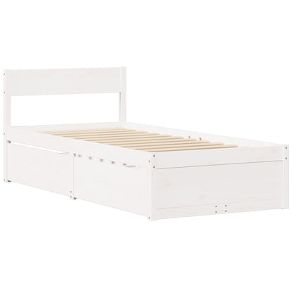 Solid Pine Wood Bed Frame, White, 90x200 cm (Mattress Not Included)