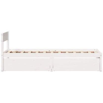 Solid Pine Wood Bed Frame, White, 90x200 cm (Mattress Not Included)
