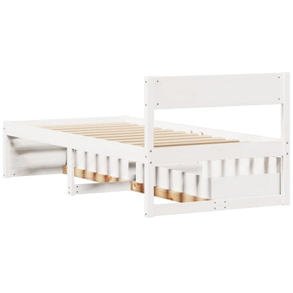 Solid Pine Wood Bed Frame, White, 90x200 cm (Mattress Not Included)