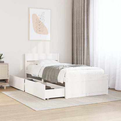 Solid Pine Wood Bed Frame, White, 90x200 cm (Mattress Not Included)