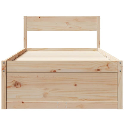 Solid Pine Wood Single Bed Frame, 90x190 cm, Mattress Not Included