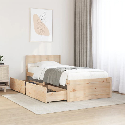 Solid Pine Wood Bed Frame 75x190 cm - Small Single, No Mattress