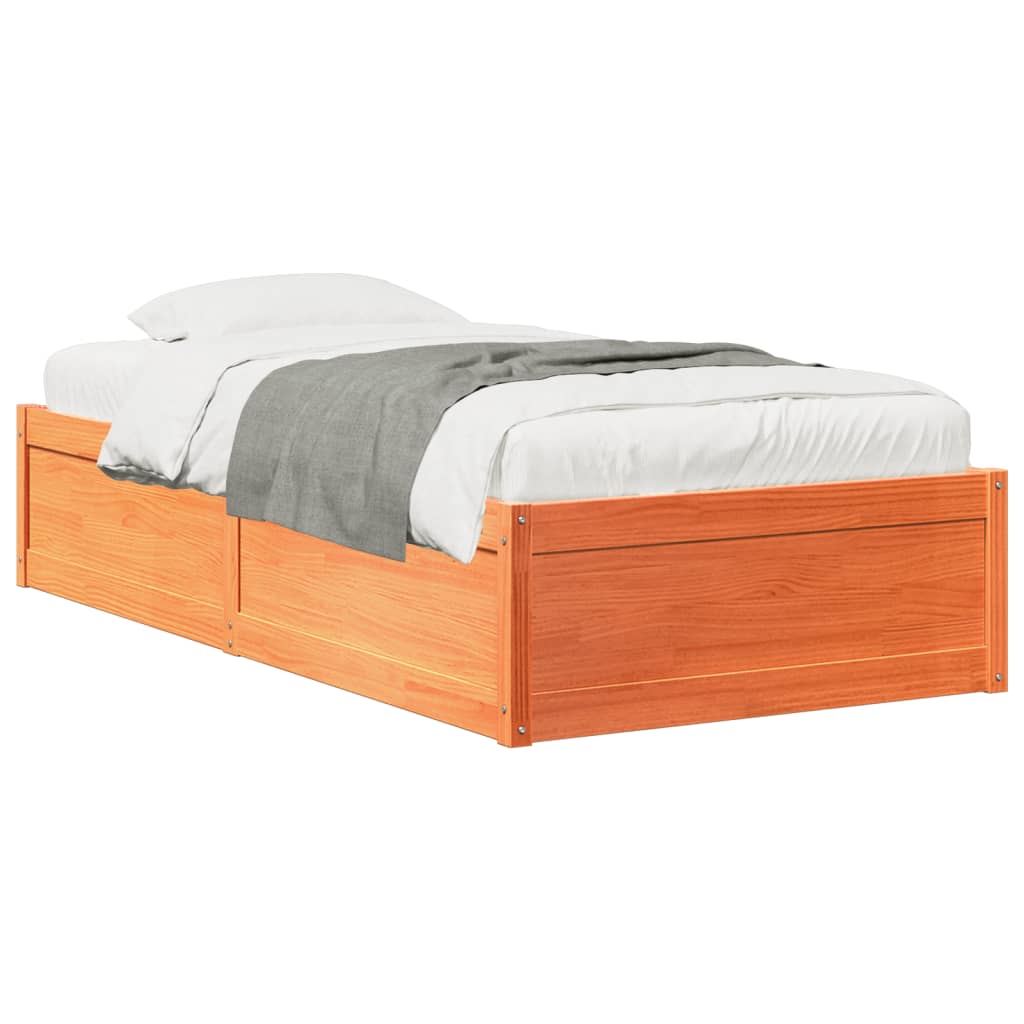 Solid Pine Wood Bed Frame Wax Brown 100x200 cm - No Mattress