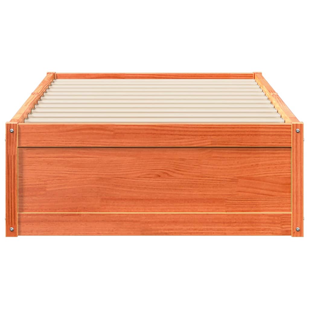 Solid Pine Wood Bed Frame Wax Brown 100x200 cm - No Mattress